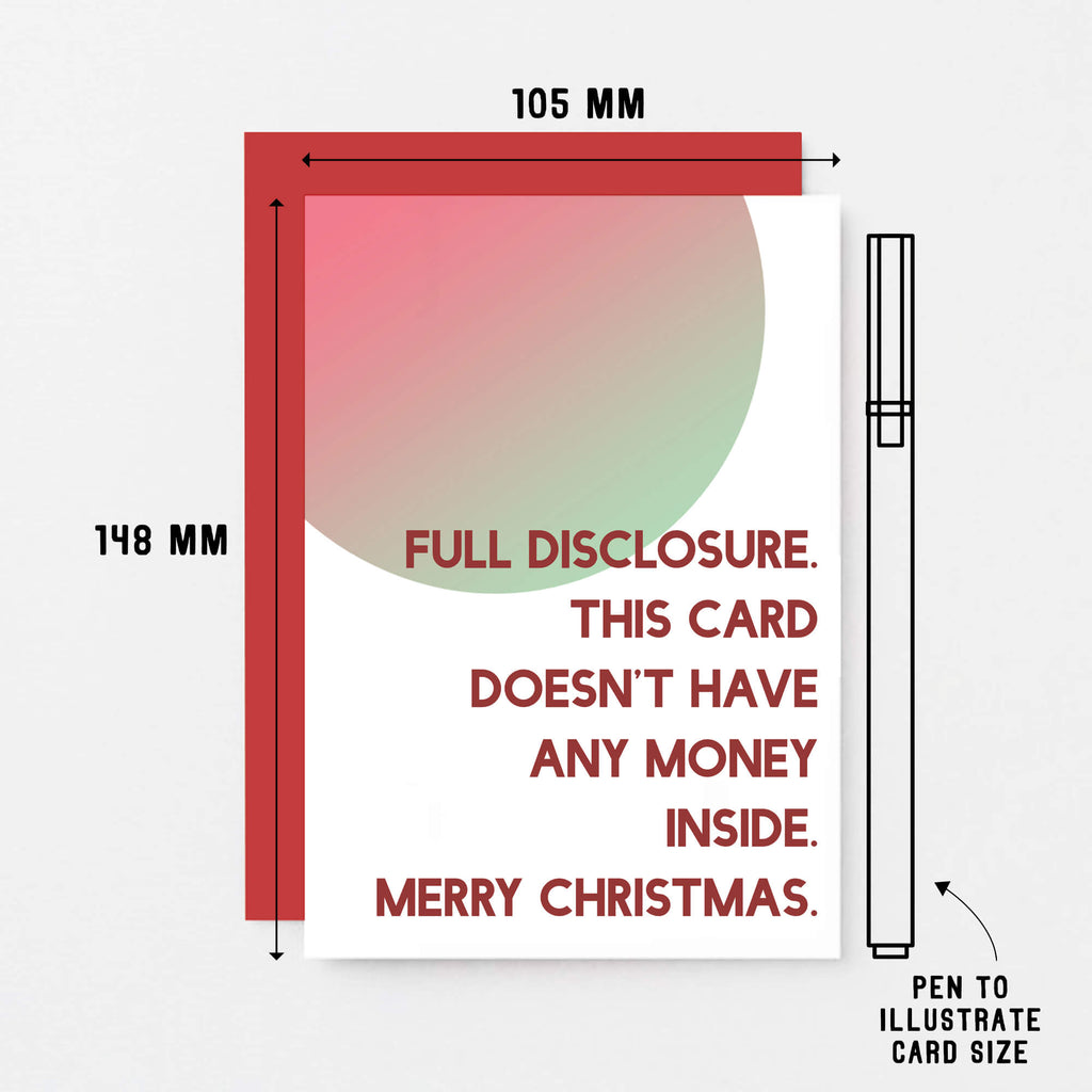 Christmas Card by SixElevenCreations. Reads Full disclosure. This card doesn't have any money inside. Merry Christmas. Product Code SEC0047A6