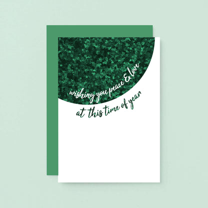 Christmas Card by SixElevenCreations. Reads Wishing you peace & love at this time of year. Product Code SEC0066A6