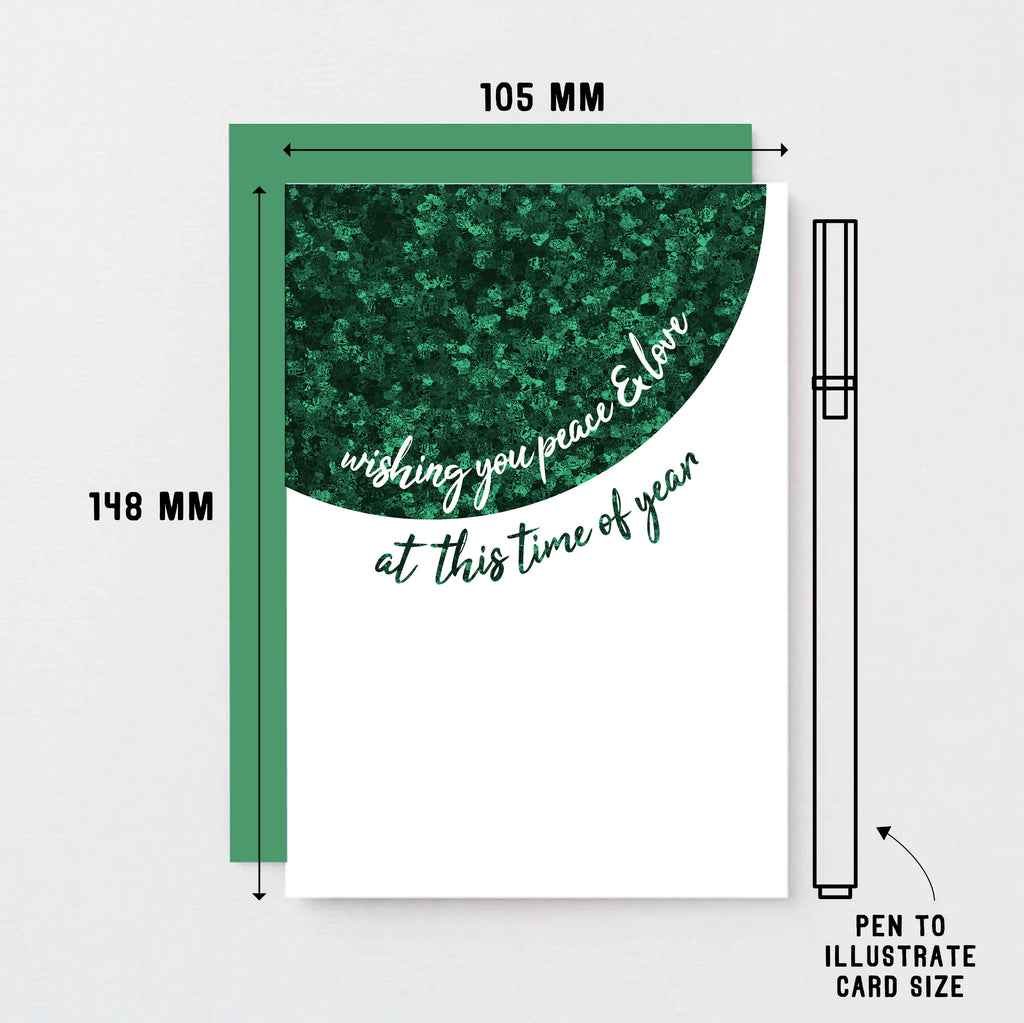 Christmas Card by SixElevenCreations. Reads Wishing you peace & love at this time of year. Product Code SEC0066A6
