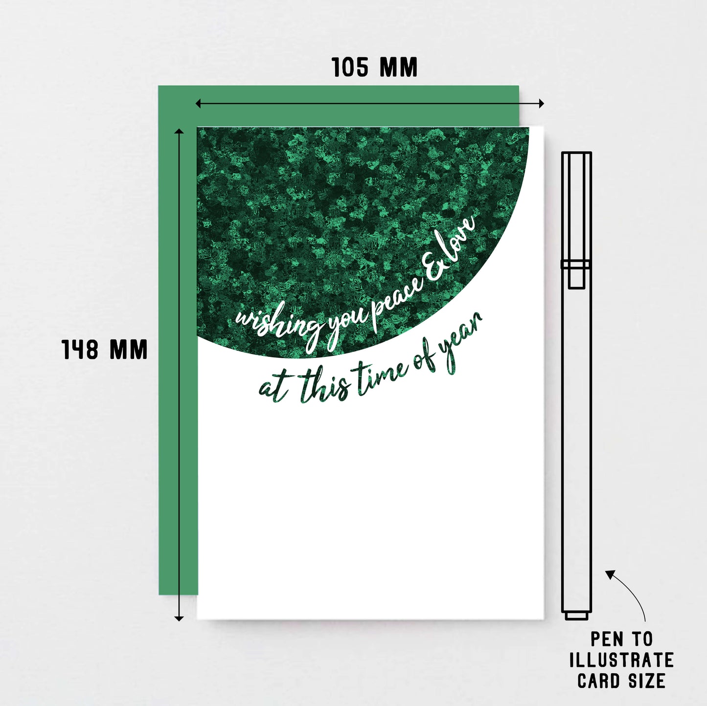 Christmas Card by SixElevenCreations. Reads Wishing you peace & love at this time of year. Product Code SEC0066A6
