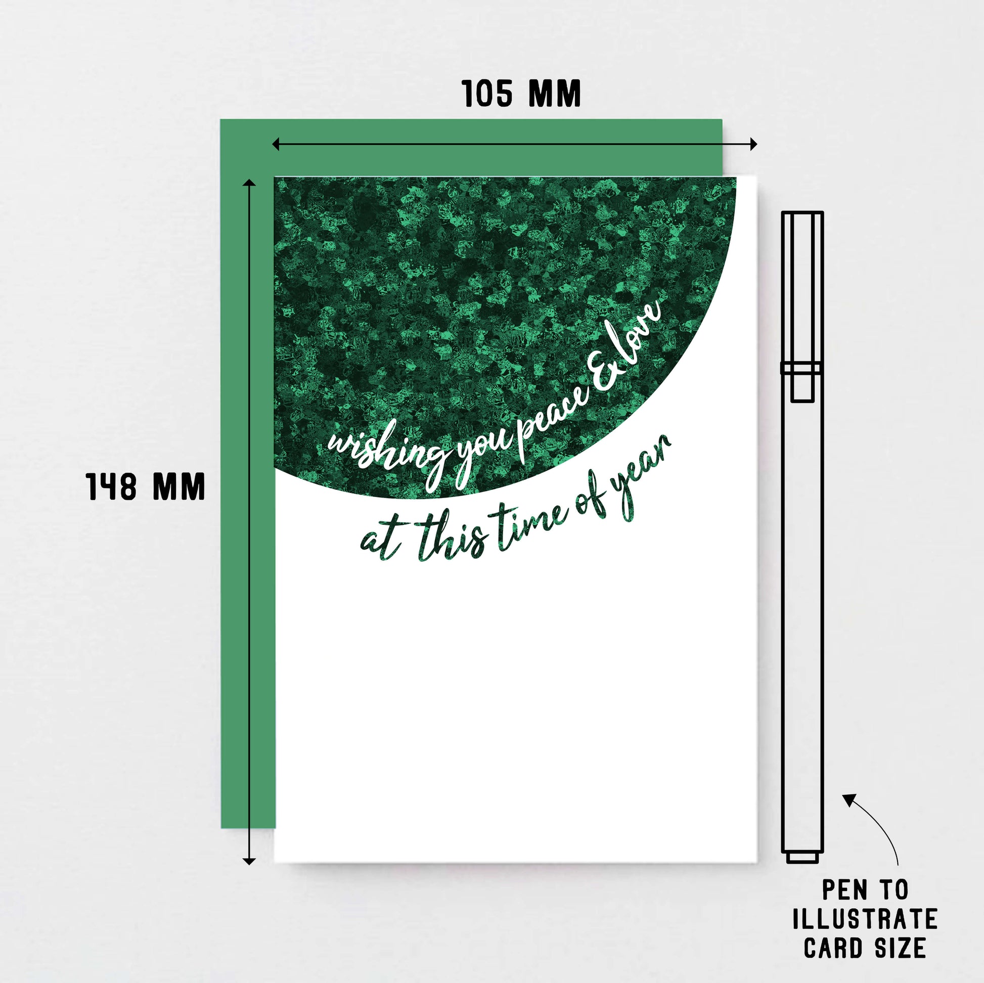 Christmas Card by SixElevenCreations. Reads Wishing you peace & love at this time of year. Product Code SEC0066A6