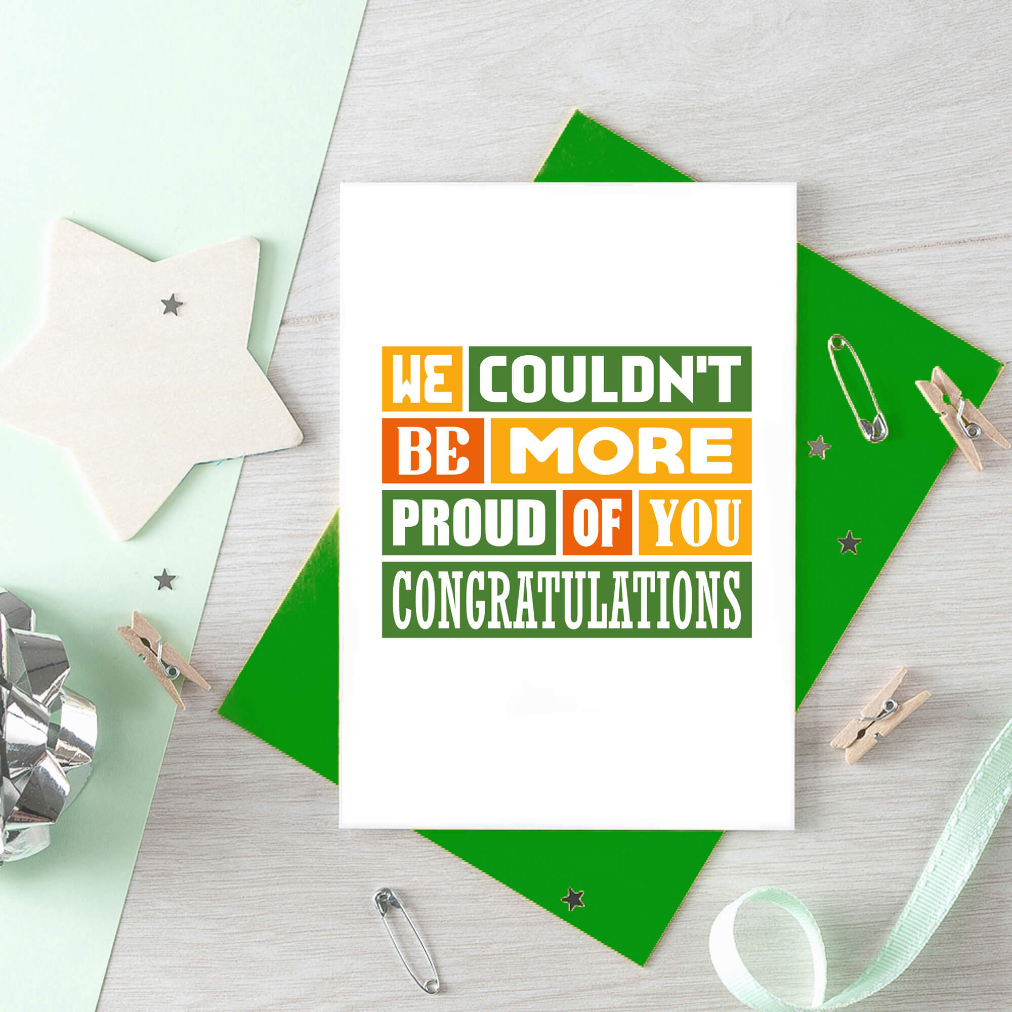 Congratulations Card by SixElevenCreations. Reads We couldn't be more proud of you. Congratulations. Product Code SE0346A6