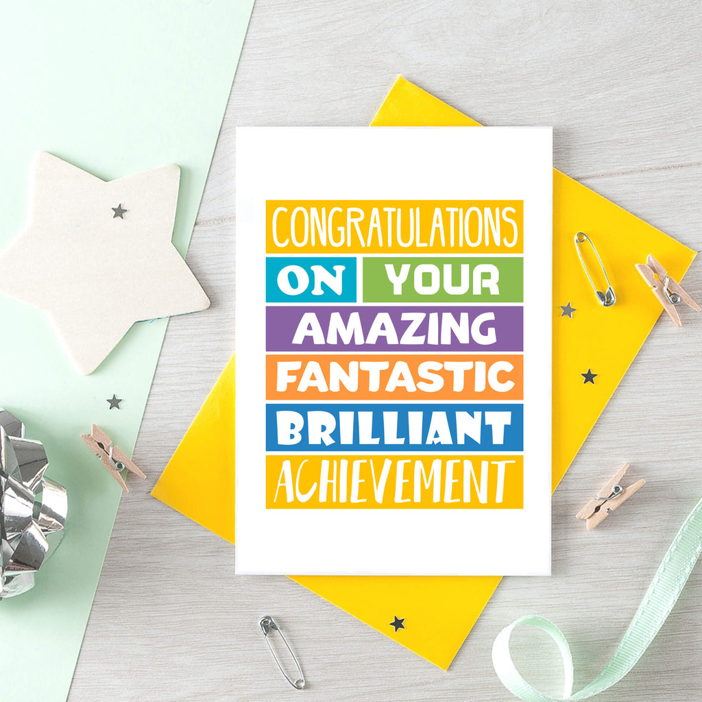 Congratulations Card by SixElevenCreations. Reads Congratulations on your amazing fantastic brilliant achievement. Product Code SE0201A6