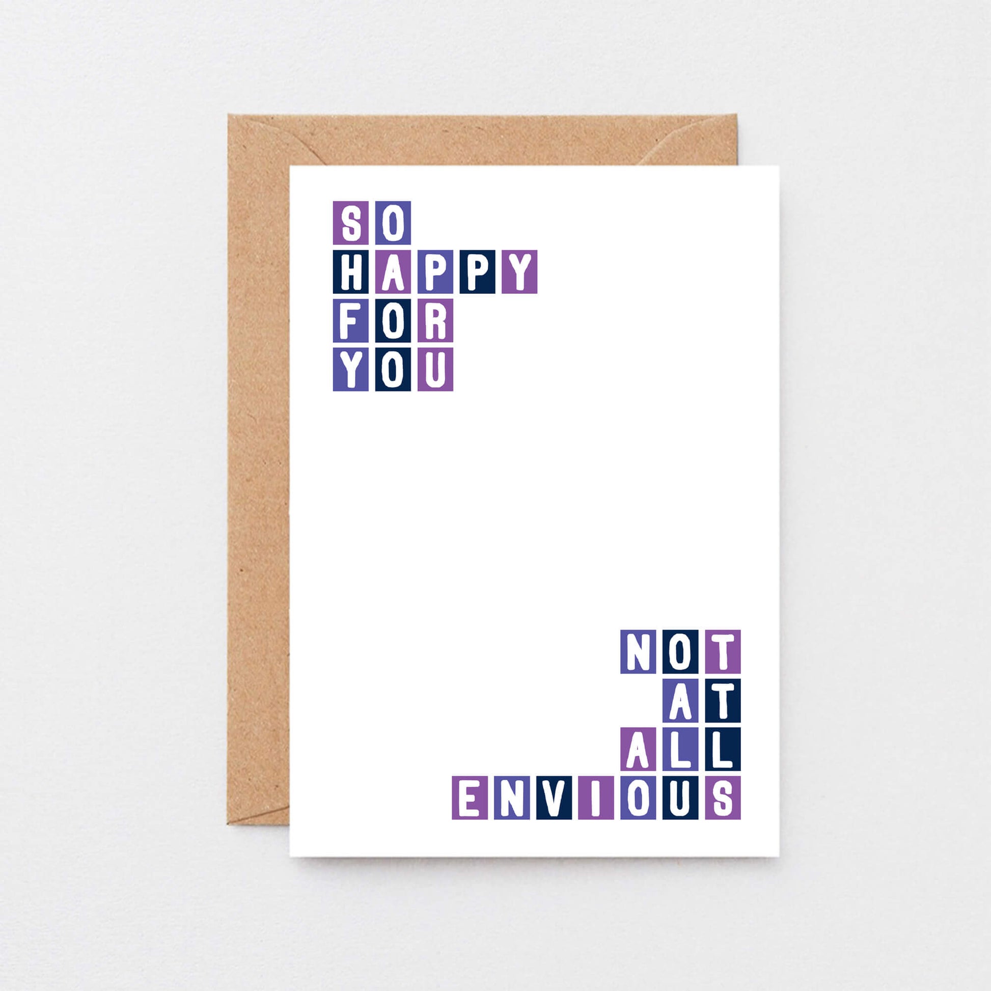 Congratulations Card by SixElevenCreations. Reads So happy for you. Not at all envious. Product Code SE0323A6