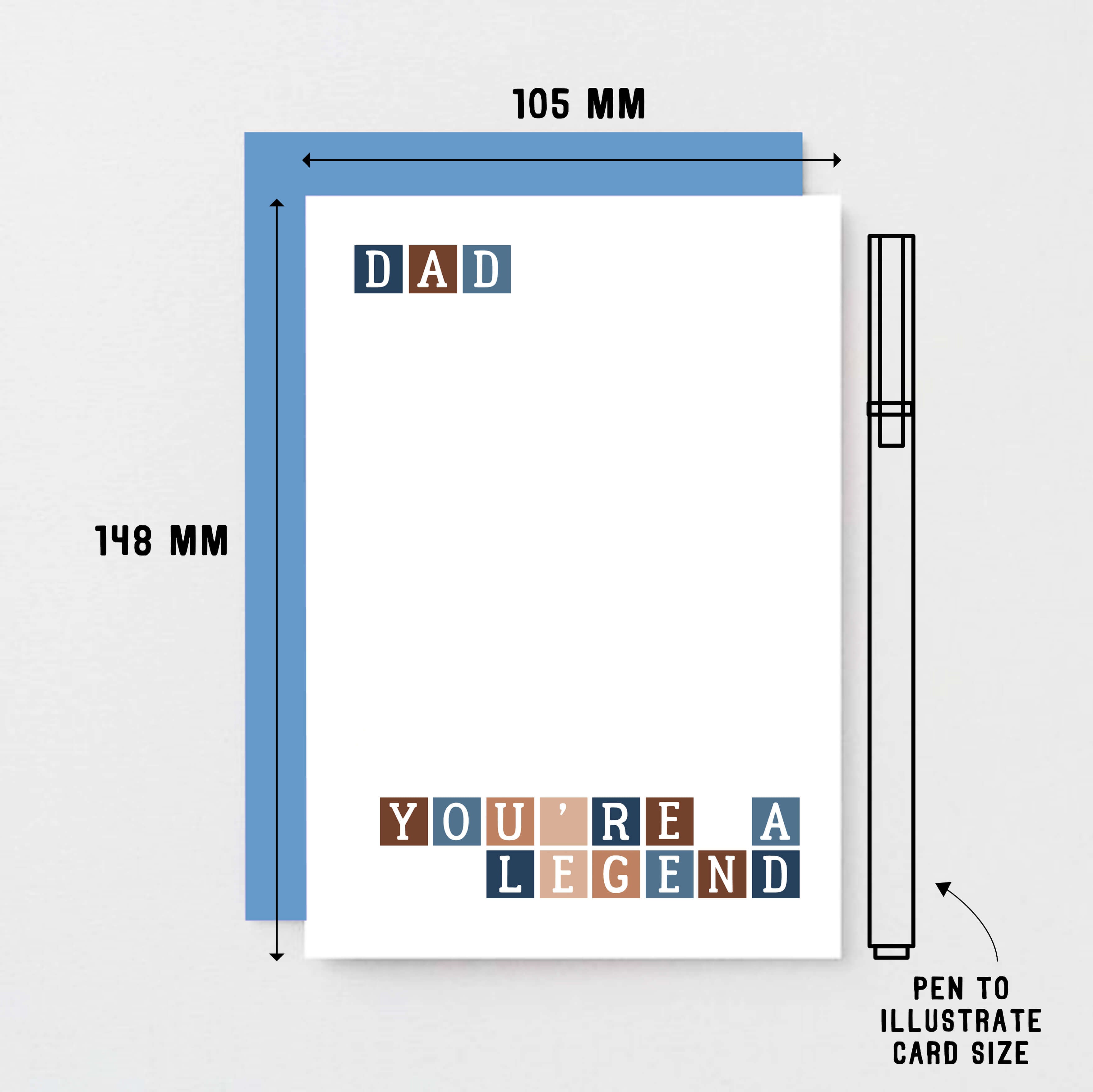 Dad Card by SixElevenCreations. Reads Dad you're a legend. Product Code SE0262A6