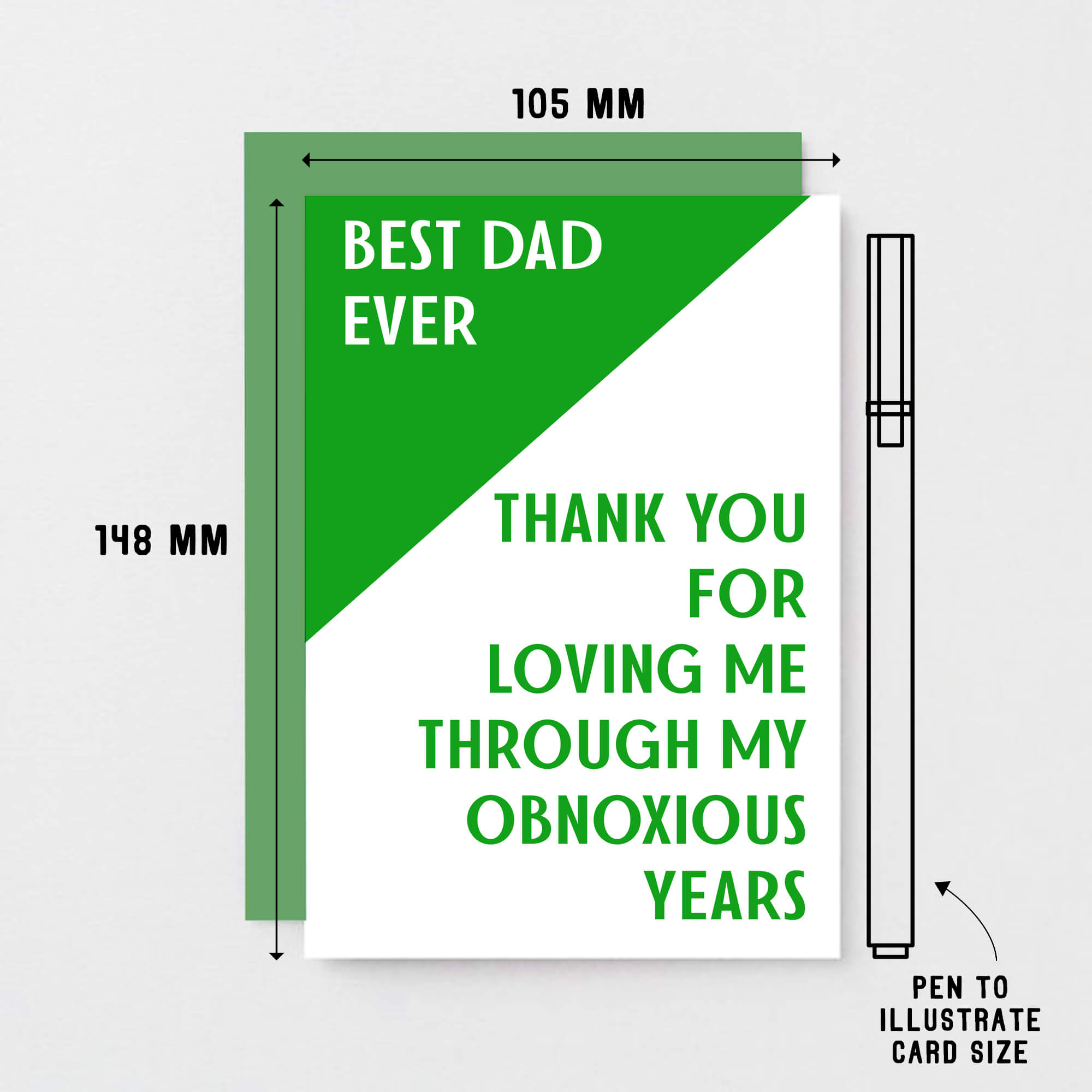 Dad Card by SixElevenCreations. Reads Best Dad Ever Thank you for loving me through my obnoxious years. Product Code SE3005A6