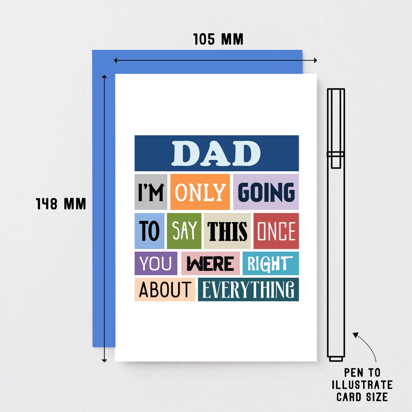Dad Card by SixElevenCreations. Reads Dad I'm only going to say this once. You were right about everything. Product Code SE0129A6
