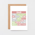 Dad Christmas Card by SixElevenCreations. Reads Dad You taught me how to be smart with money. That's why this is all you're getting. Merry Christmas. Product Code SEC0005A6