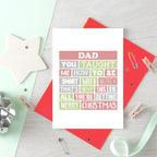Dad Christmas Card by SixElevenCreations. Reads Dad You taught me how to be smart with money. That's why this is all you're getting. Merry Christmas. Product Code SEC0005A6