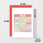 Dad Christmas Card by SixElevenCreations. Reads Dad You taught me how to be smart with money. That's why this is all you're getting. Merry Christmas. Product Code SEC0005A6