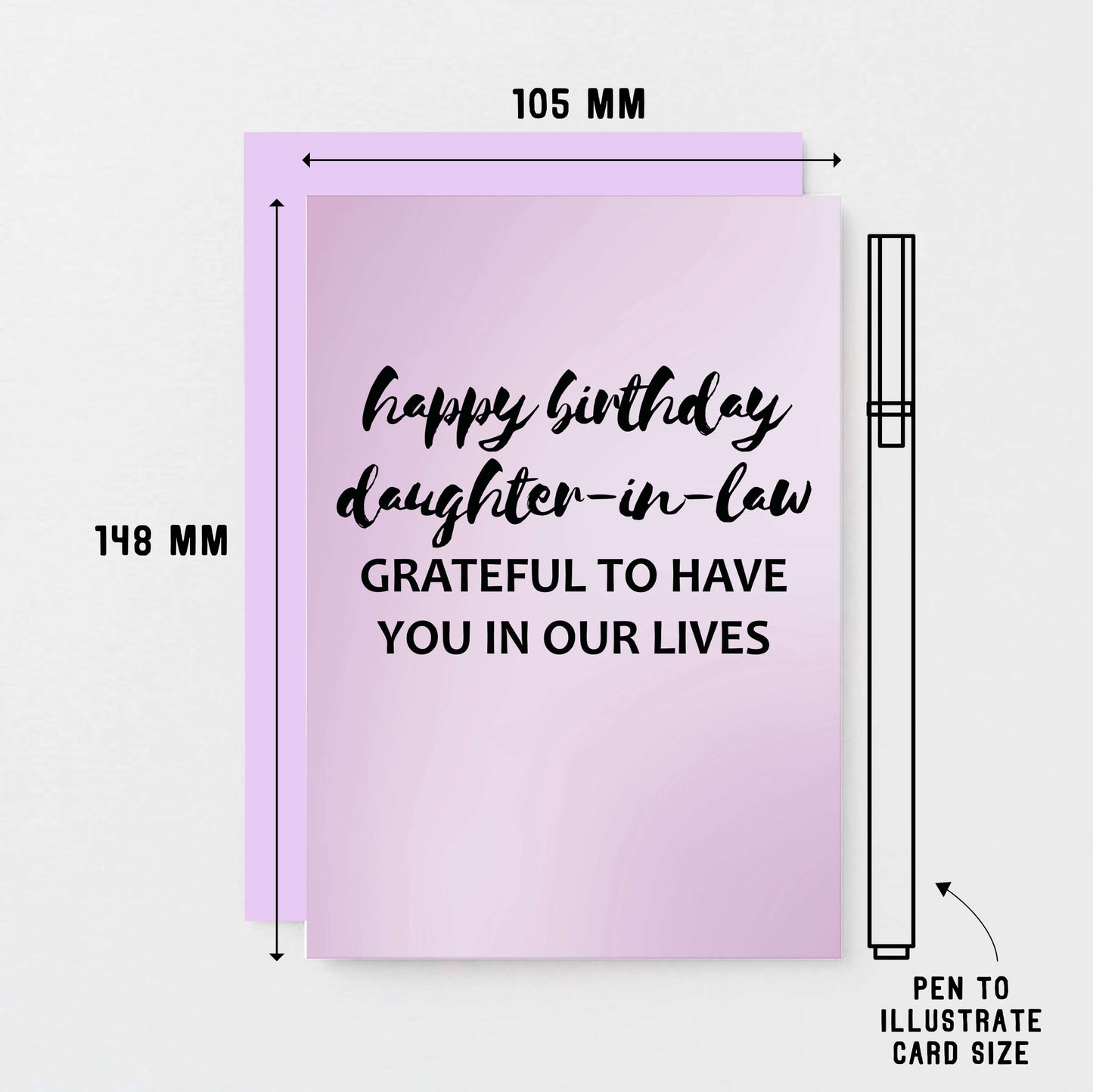 Daughter-in-Law Birthday Card by SixElevenCreations. Reads Happy birthday daughter-in-law. Grateful to have you in our lives. Product Code SE3035A6