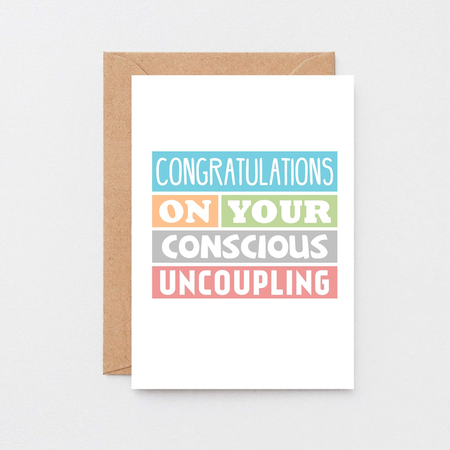 Divorce Card by SixElevenCreations. Reads Congratulations on your conscious uncoupling. Product Code SE0195A6