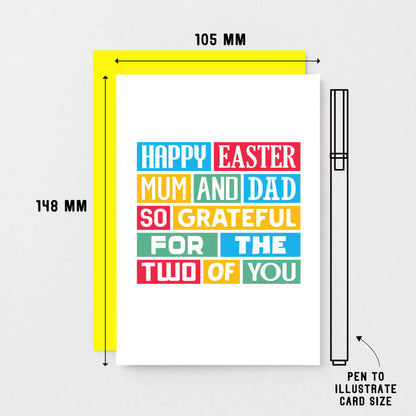 Easter Card For Parents by SixElevenCreations. Reads Happy Easter Mum and Dad. So grateful for the two of you. Product Code SEH0009A6