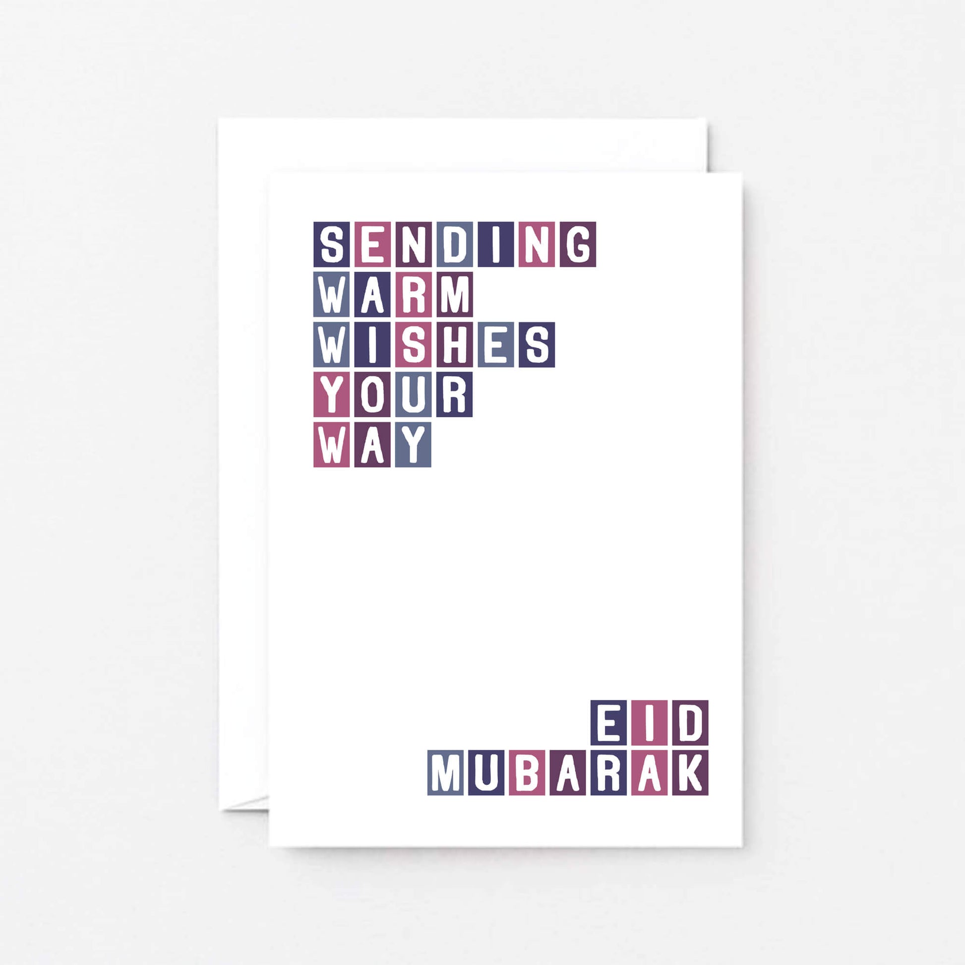 Eid Card by SixElevenCreations. Reads Sending warm wishes your way. Eid Mubarak. Product Code SEH0012A6