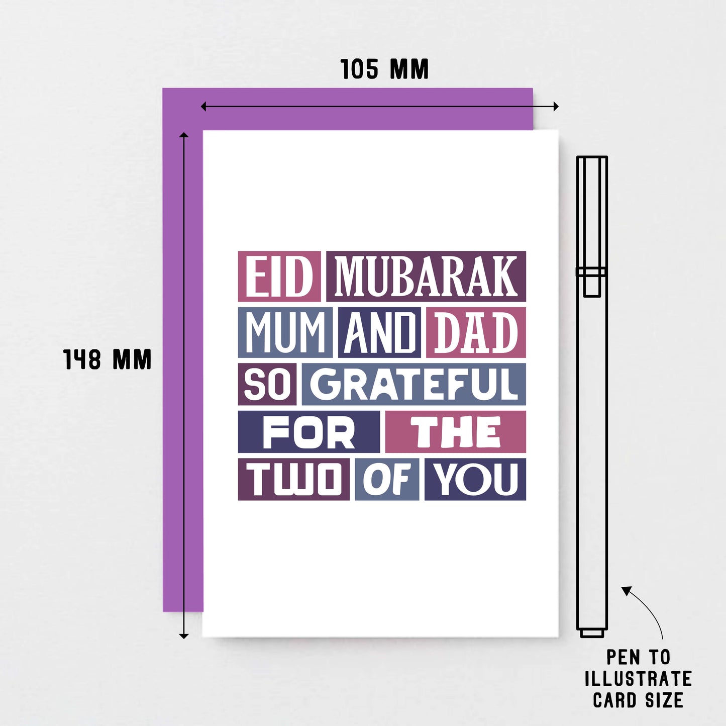 Eid Mubarak Card by SixElevenCreations. Reads Eid Mubarak Mum and Dad. So grateful for the two of you. Product Code SEH0013A6