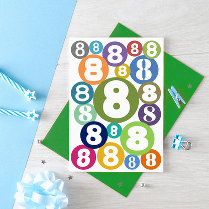 8th Birthday Card by SixElevenCreations. Product Code SE2068A6