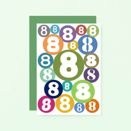 8th Birthday Card by SixElevenCreations. Product Code SE2068A6