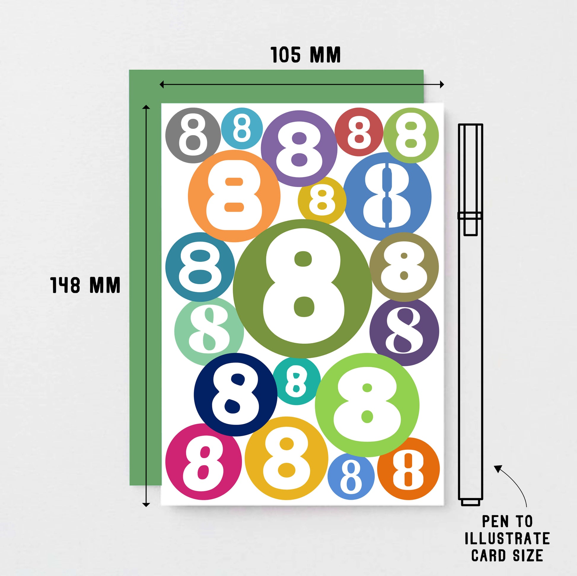 8th Birthday Card by SixElevenCreations. Product Code SE2068A6