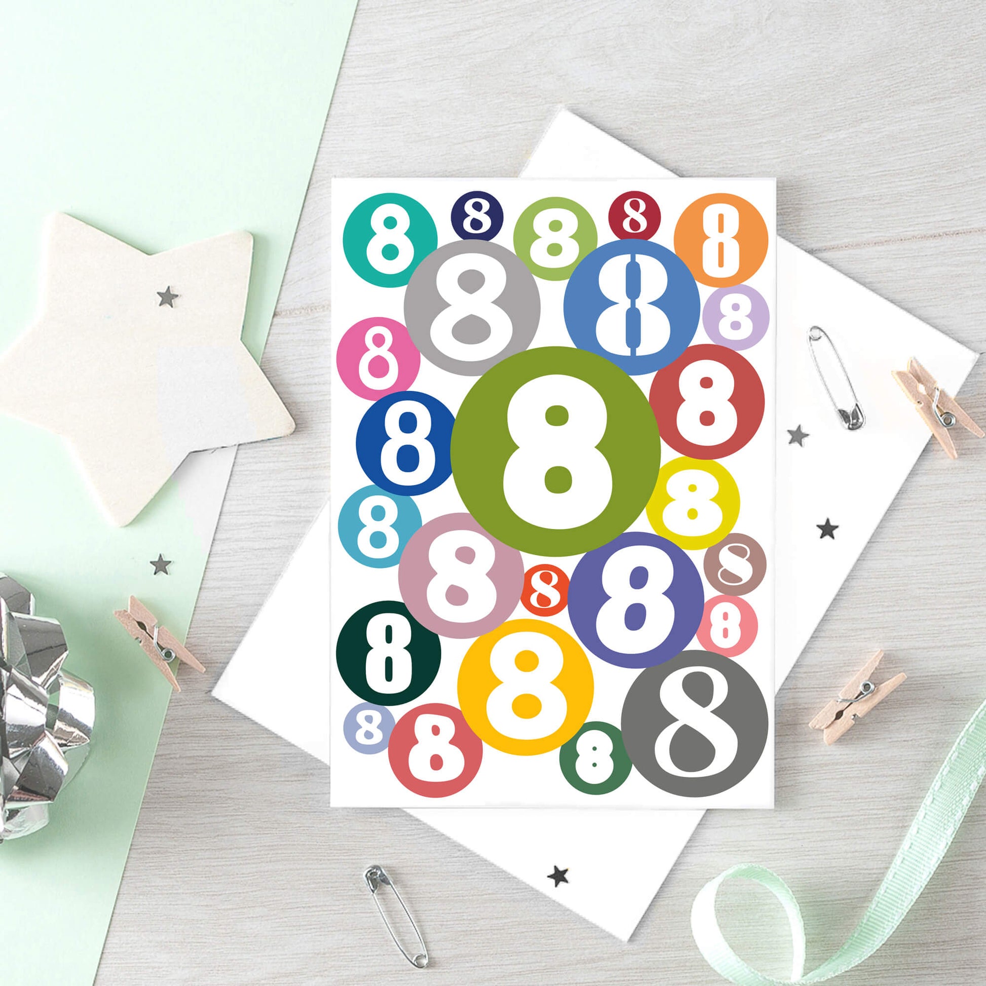 Big 8th Birthday Card by SixElevenCreations. Product Code SE2068A5