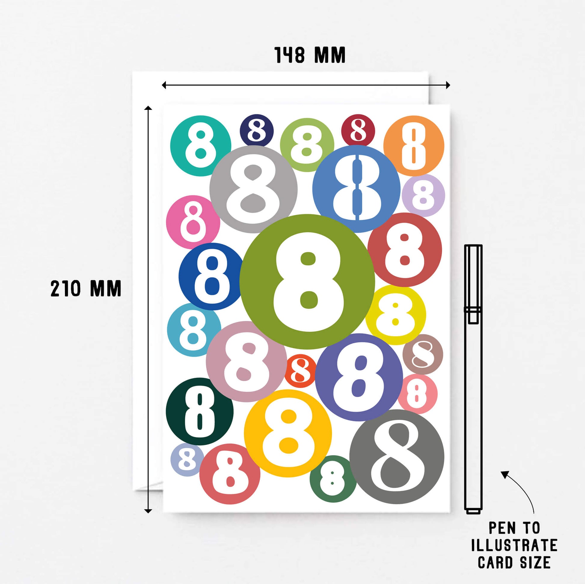 Big 8th Birthday Card by SixElevenCreations. Product Code SE2068A5