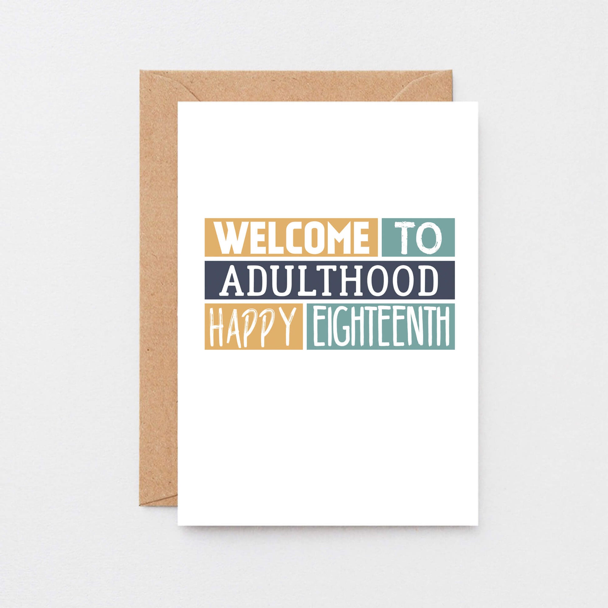 18th Birthday Card by SixElevenCreations. Reads Welcome to adulthood Happy eighteenth. Product Code SE0252A6