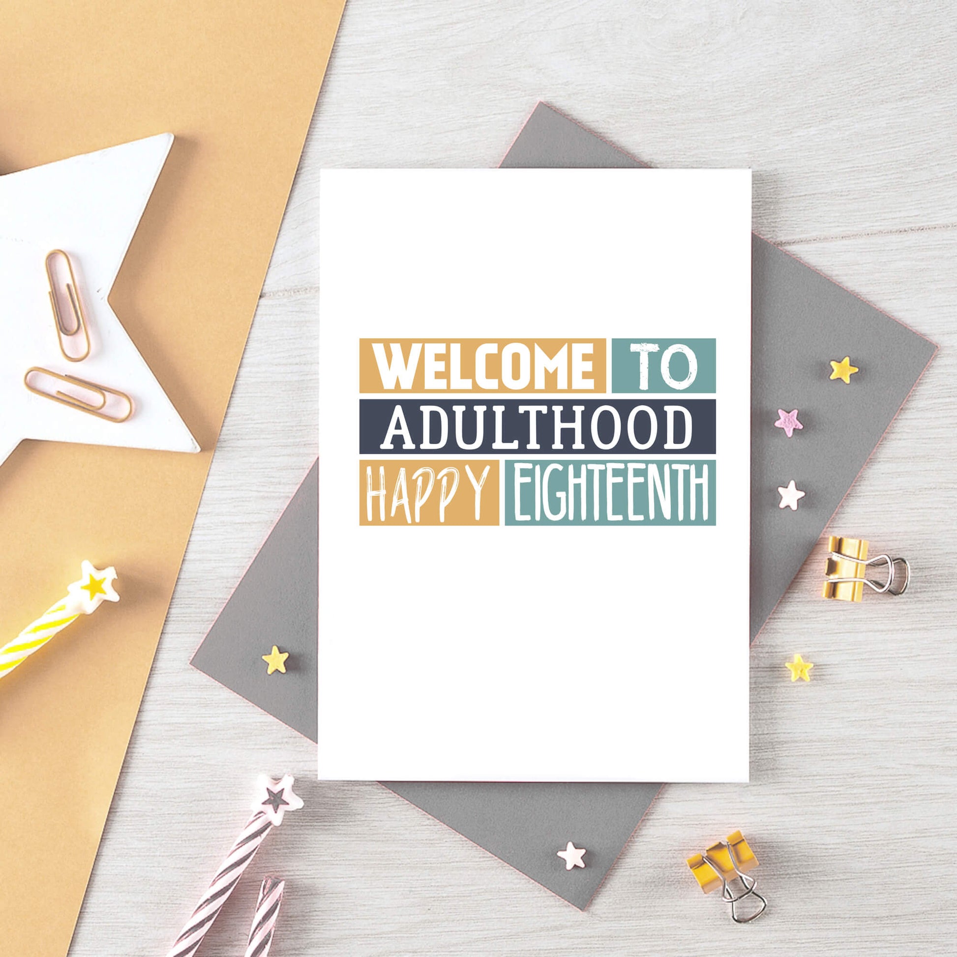 18th Birthday Card by SixElevenCreations. Reads Welcome to adulthood Happy eighteenth. Product Code SE0252A6