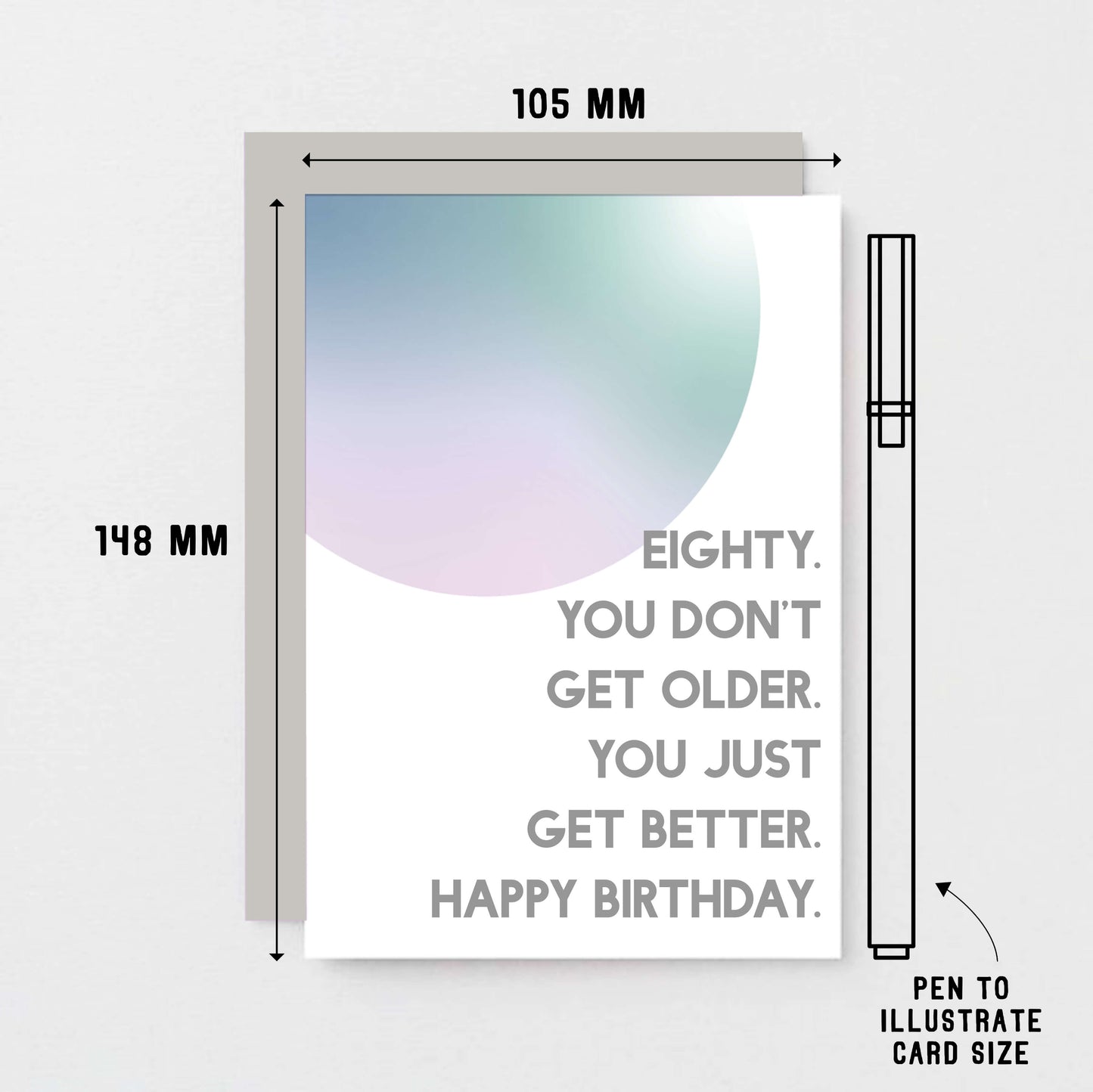 80th Birthday Card by SixElevenCreations. Reads Eighty. You don't get older. You just get better. Happy birthday. Product Code SE2059A6