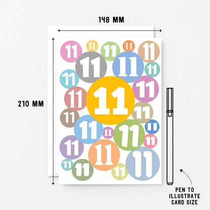 Big 11th Birthday Card by SixElevenCreations. Product Code SE2081A5