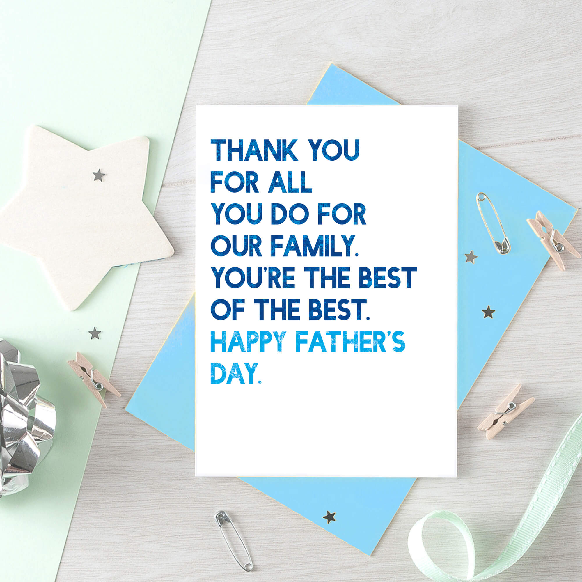 Father's Day Card by SixElevenCreations. Reads Thank you for all you do for our family. You're the best of the best. Happy Father's Day. Product Code SEF0036A6