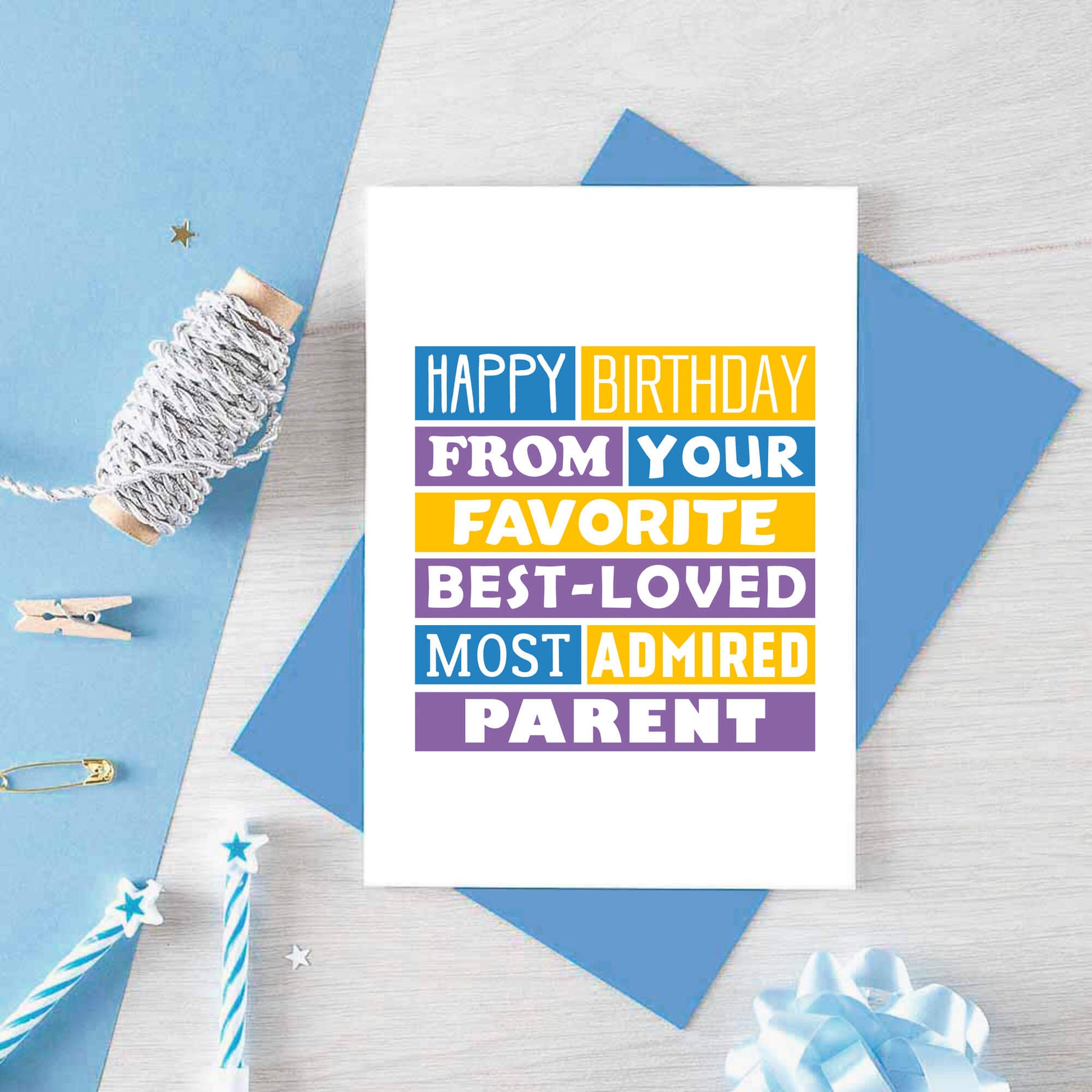 Son Birthday Card by SixElevenCreations. Reads Happy birthday from your favorite best-loved most admired parent. Product Code SE0194A6_US