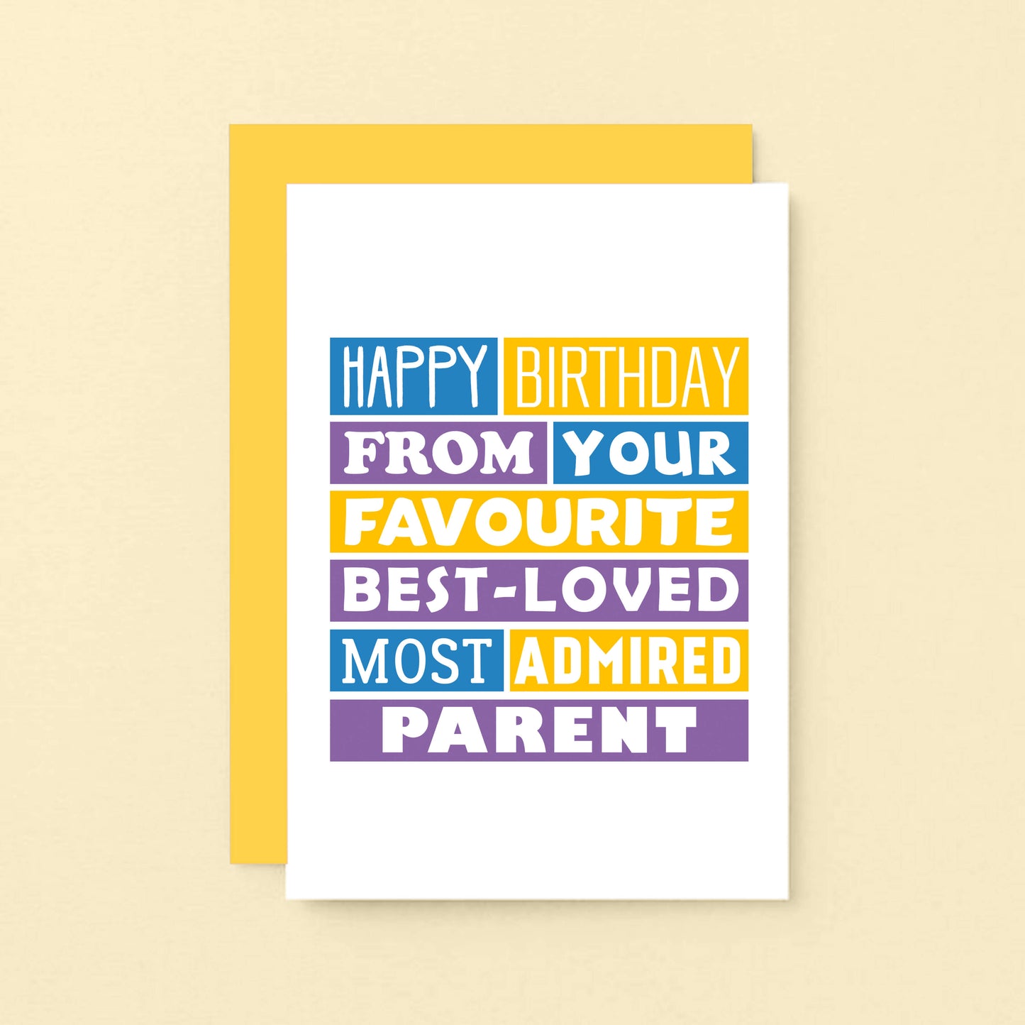 Son Birthday Card by SixElevenCreations. Reads Happy birthday from your favourite best-loved most admired parent. Product Code SE0194A6
