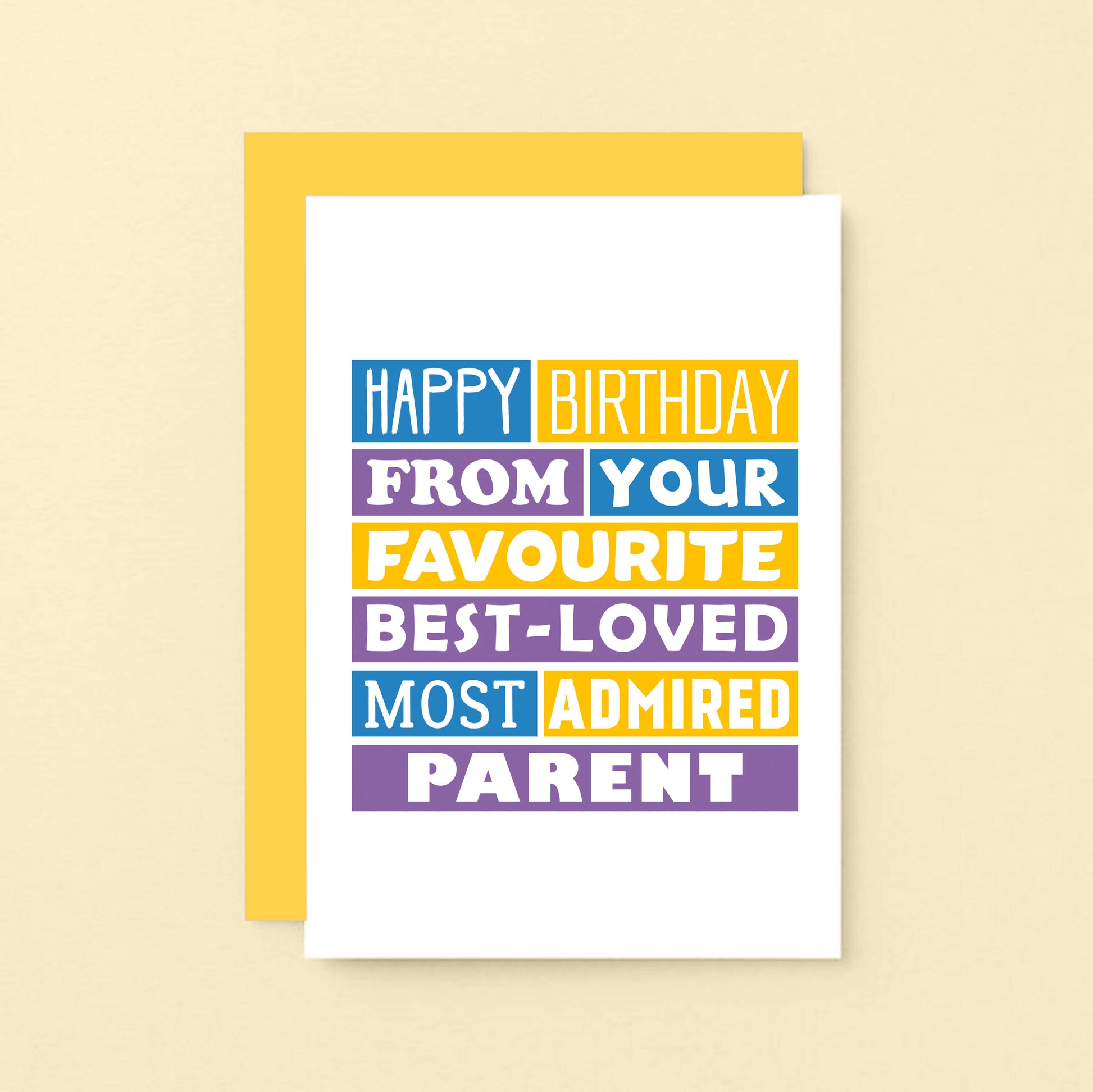 Son Birthday Card by SixElevenCreations. Reads Happy birthday from your favourite best-loved most admired parent. Product Code SE0194A6