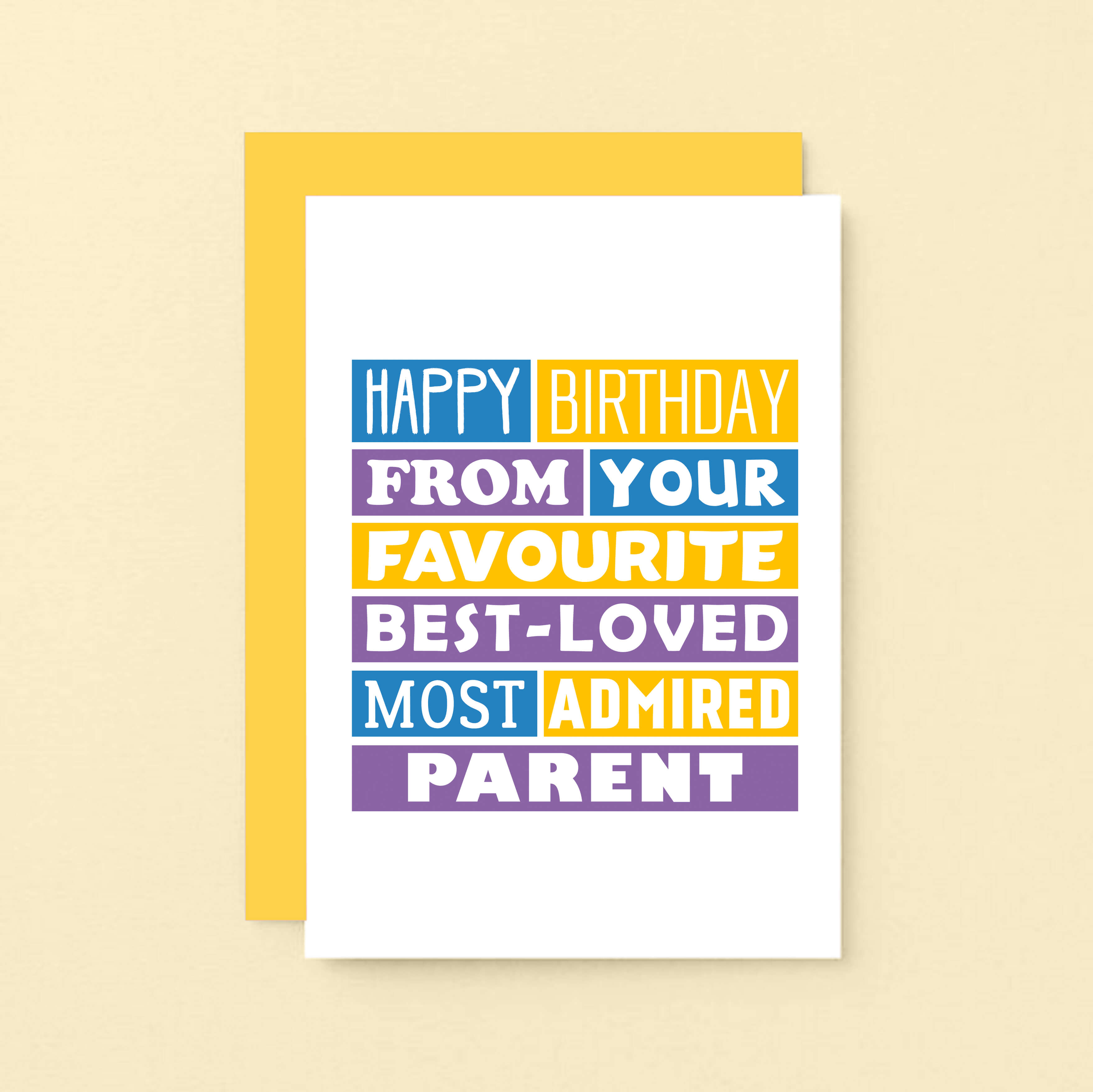 Son Birthday Card by SixElevenCreations. Reads Happy birthday from your favourite best-loved most admired parent. Product Code SE0194A6