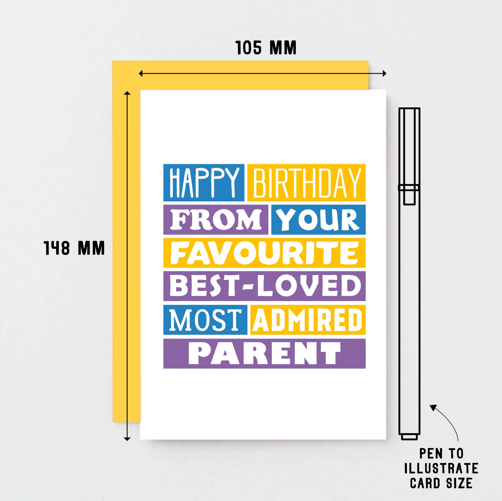 Daughter Birthday Card by SixElevenCreations. Reads Happy birthday from your favourite best-loved most admired parent. Product Code SE0194A6