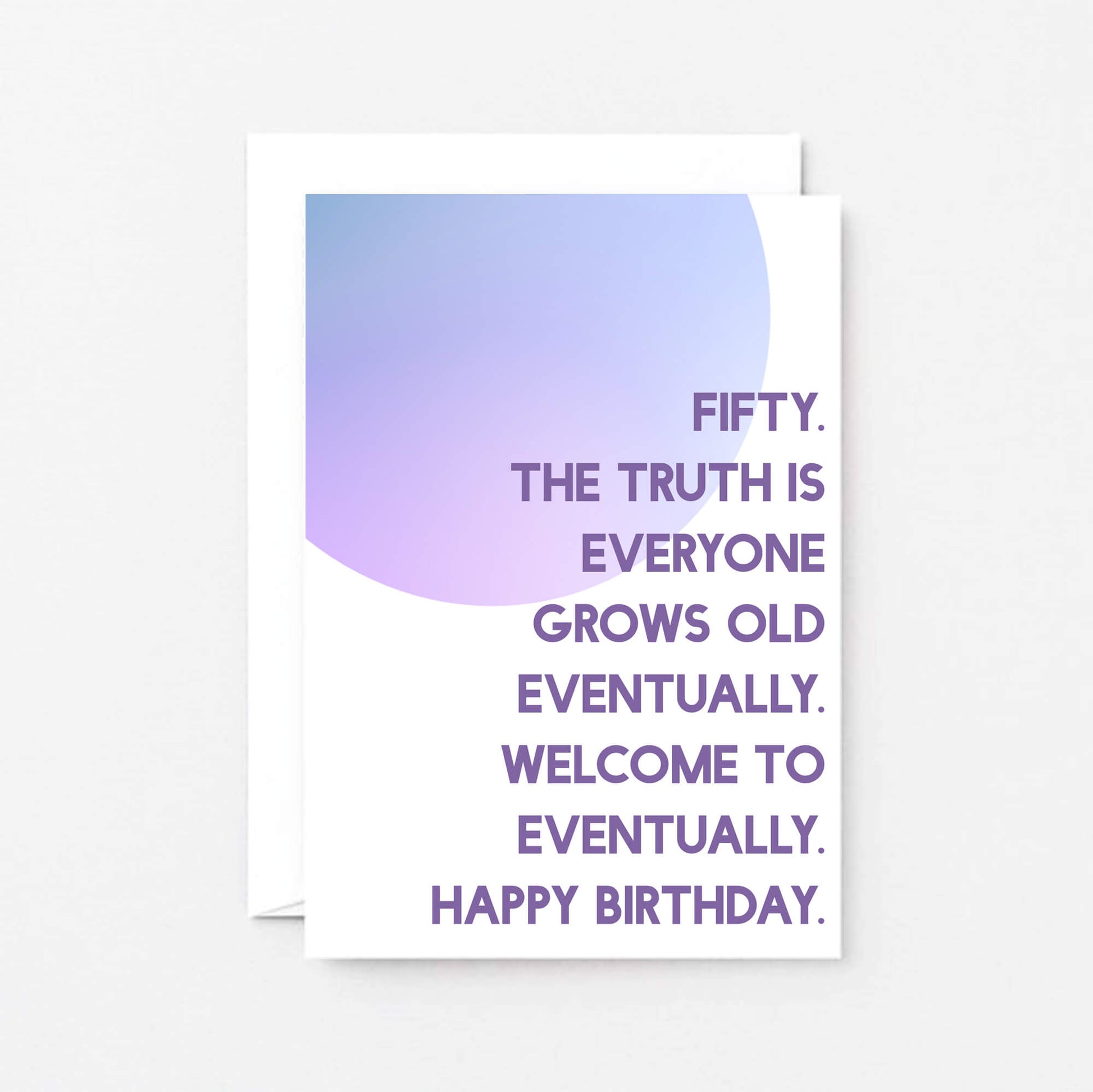50th Birthday Card by SixElevenCreations. Reads Fifty. The truth is everyone grows old eventually. Welcome to eventually. Happy birthday. Product Code SE2056A6
