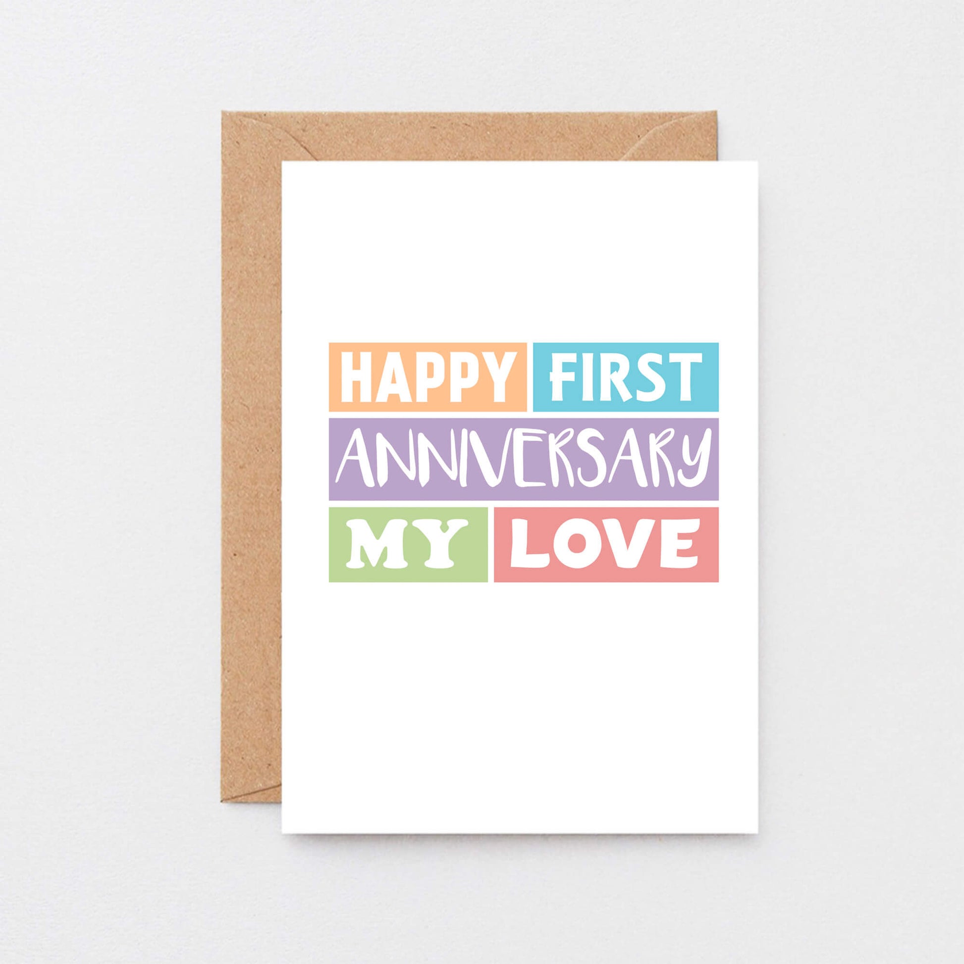 First Anniversary Card by SixElevenCreations. Reads Happy first anniversary my love. Product Code SE0183A6