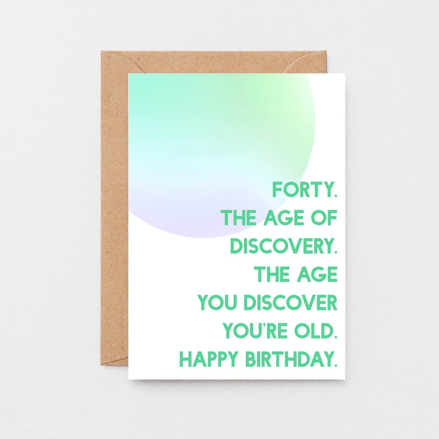 40th Birthday Card by SixElevenCreations. Reads Forty. The age of discovery. The age you discover you're old. Happy birthday. Product Code SE2055A6