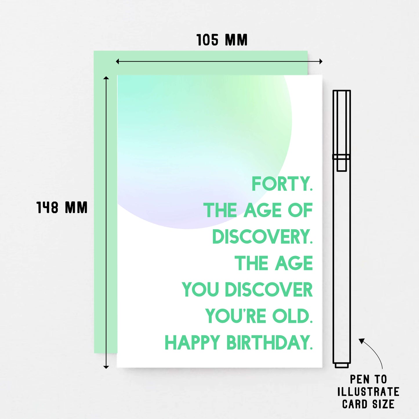 40th Birthday Card by SixElevenCreations. Reads Forty. The age of discovery. The age you discover you're old. Happy birthday. Product Code SE2055A6