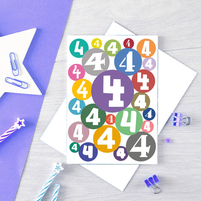 Big 4th Birthday Card by SixElevenCreations. Product Code SE2064A5