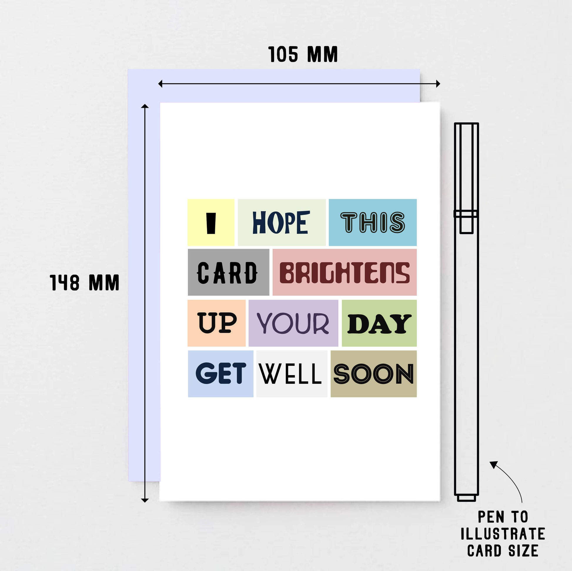 Get Well Card by SixElevenCreations. Reads I hope this card brightens up your day. Get well soon. Product Code SE0047A6