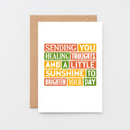 Get Well Card by SixElevenCreations. Reads Sending you healing thoughts and a little sunshine to brighten your day. Product Code SE0075A6