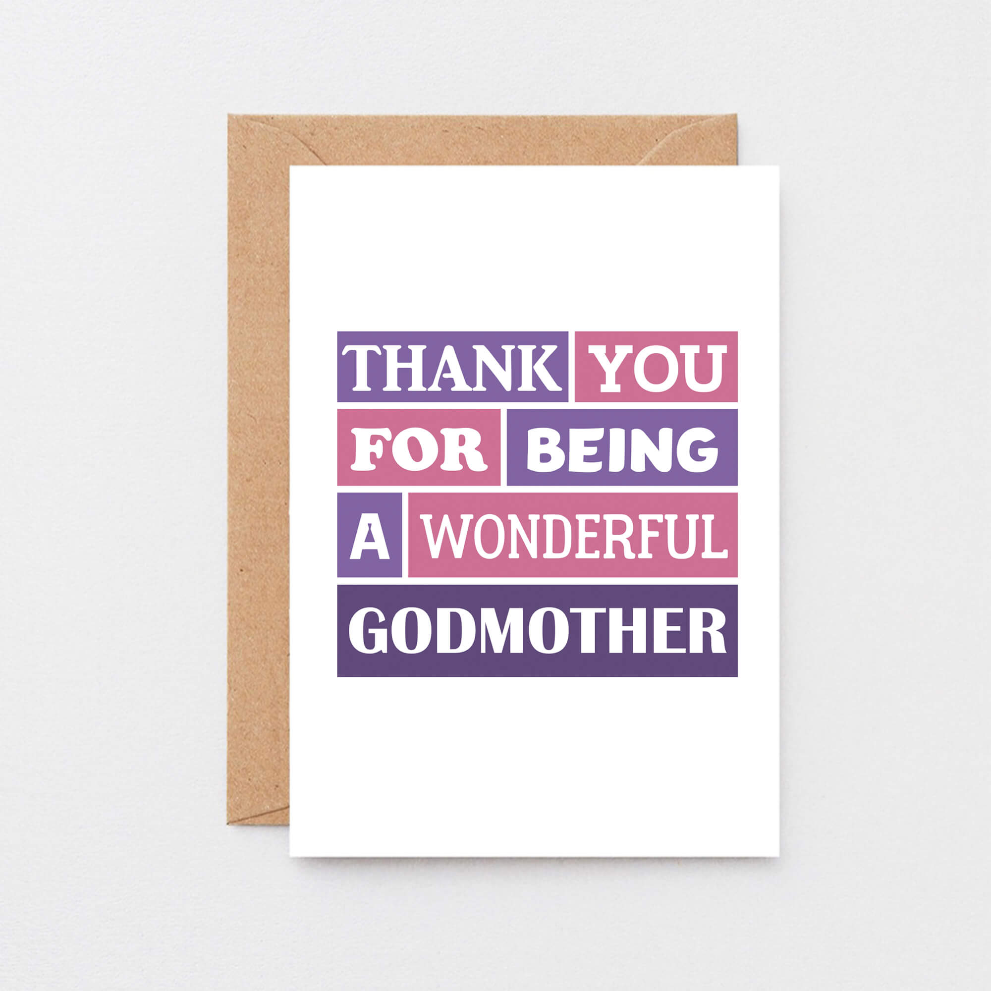 Godmother Card by SixElevenCreations. Reads Thank you for being a wonderful godmother. Product Code SE0164A6