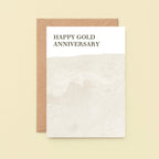 50th Wedding Anniversary Card by SixElevenCreations. Reads Happy Gold Anniversary. Product Code SE3022A6