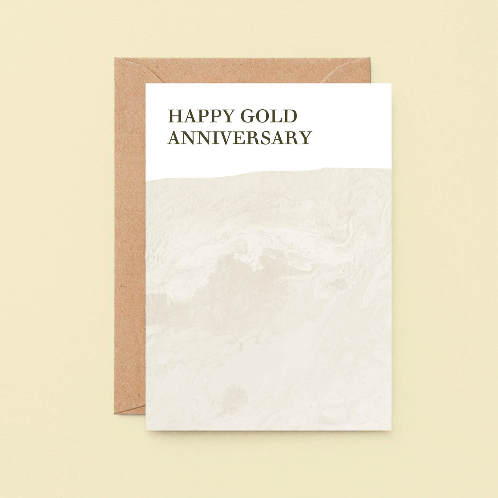 50th Wedding Anniversary Card by SixElevenCreations. Reads Happy Gold Anniversary. Product Code SE3022A6