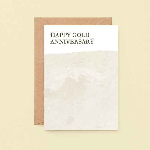 50th Wedding Anniversary Card by SixElevenCreations. Reads Happy Gold Anniversary. Product Code SE3022A6