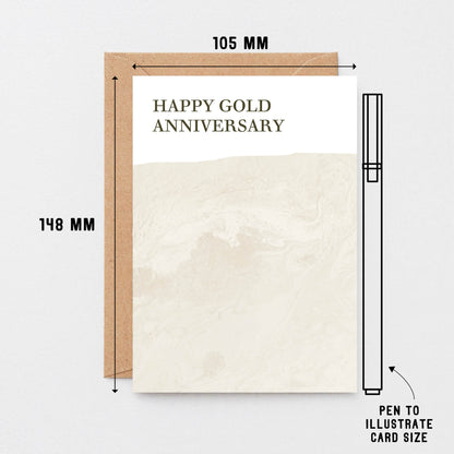 50th Wedding Anniversary Card by SixElevenCreations. Reads Happy Gold Anniversary. Product Code SE3022A6