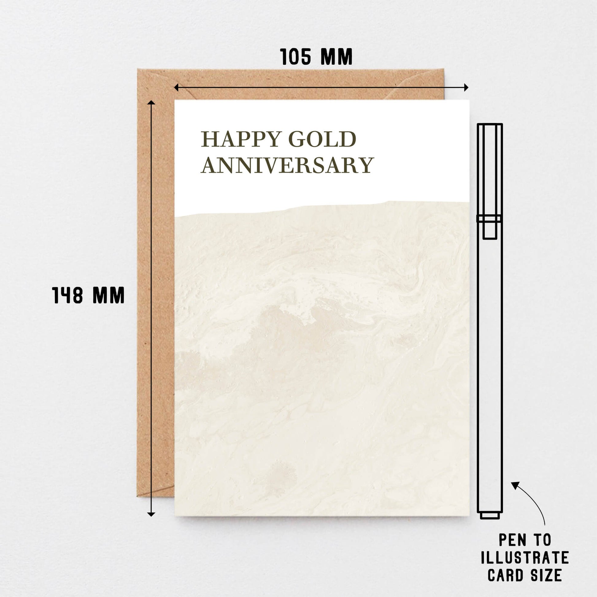 50th Wedding Anniversary Card by SixElevenCreations. Reads Happy Gold Anniversary. Product Code SE3022A6