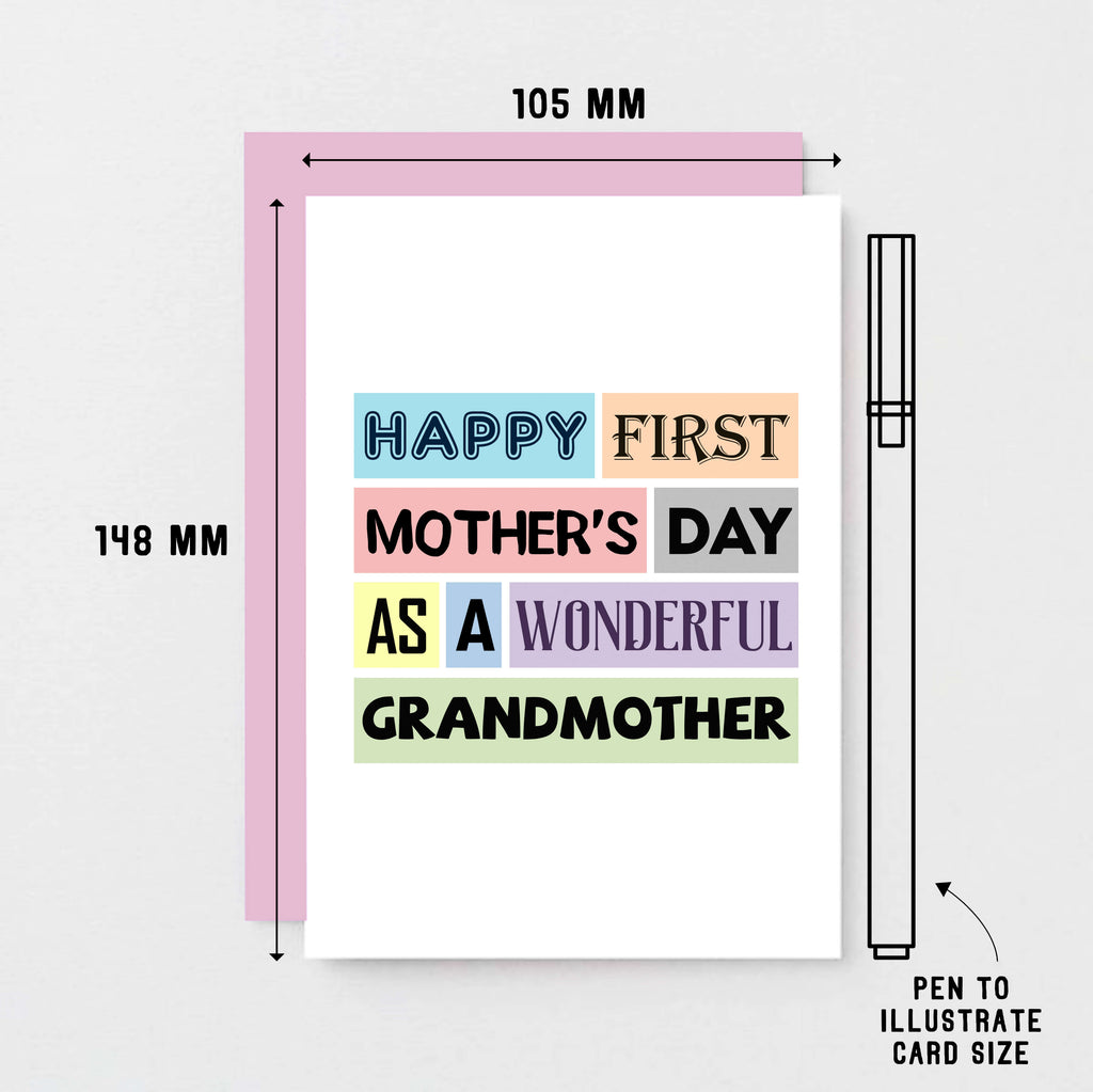 Grandmother Mother's Day Card by SixElevenCreations. Reads Happy First Mother's Day as a wonderful grandmother. Product Code SEM0001A6