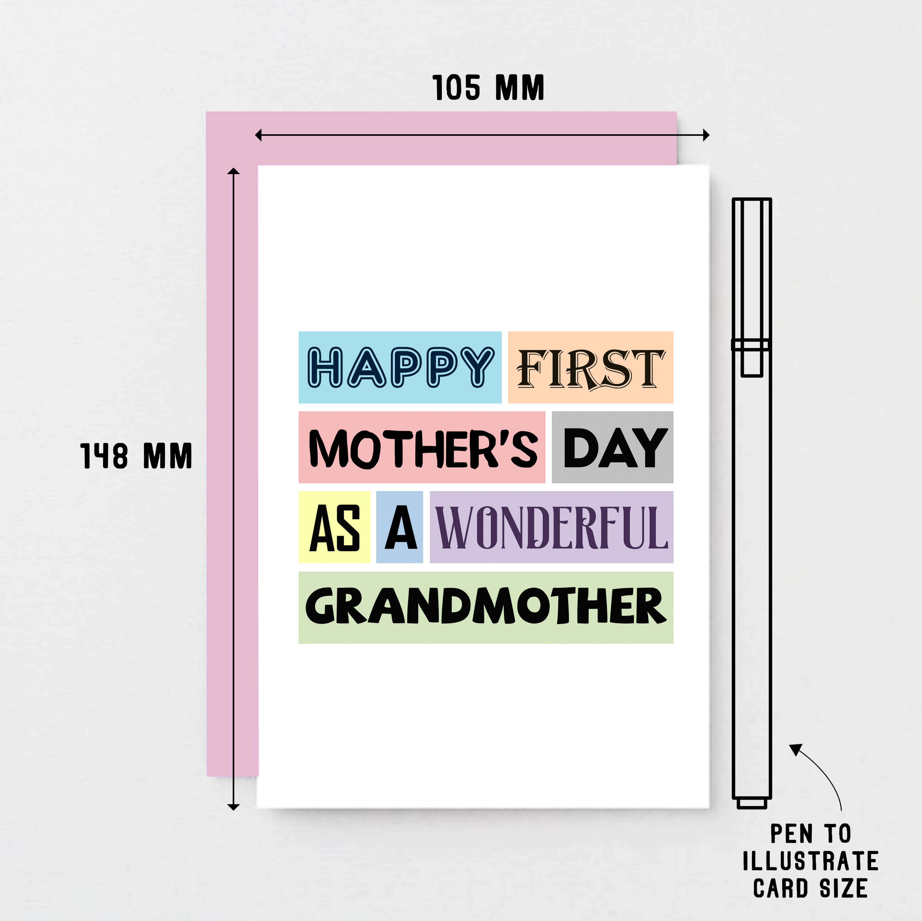 Grandmother Mother's Day Card by SixElevenCreations. Reads Happy First Mother's Day as a wonderful grandmother. Product Code SEM0001A6