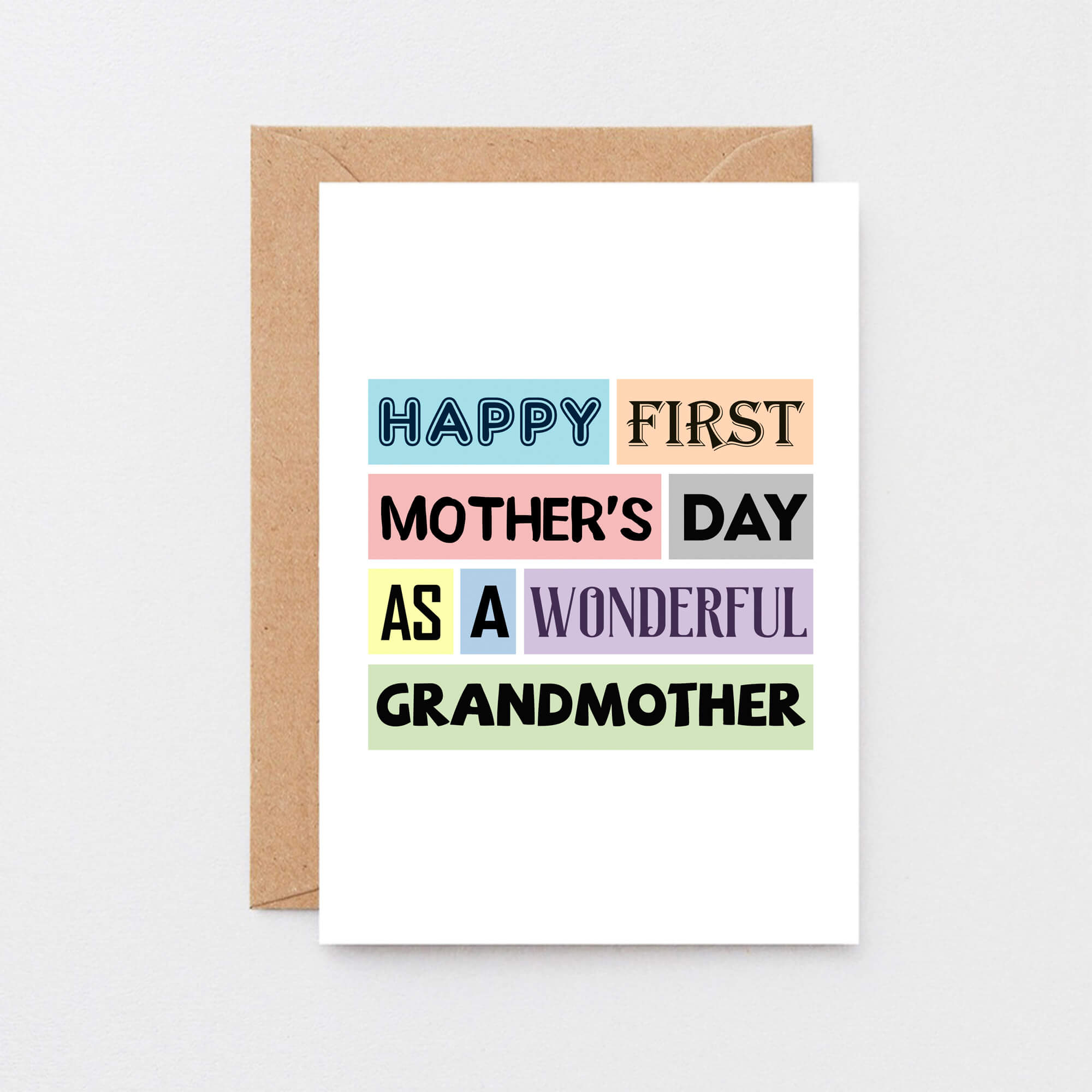 Grandmother Mother's Day Card by SixElevenCreations. Reads Happy First Mother's Day as a wonderful grandmother. Product Code SEM0001A6